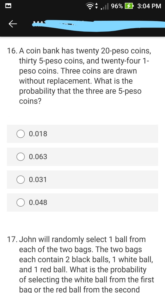 Answered: 6. A coin bank has twenty 20-peso… | bartleby