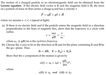 A particle of mass 'm' and charge q moves at a high speed along