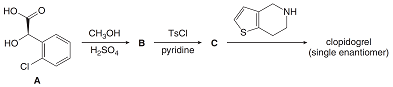 |но.
NH
CH,он
H,SO,
TSCI
в
pyridine
clopidogrel
(single enantiomer)
но
