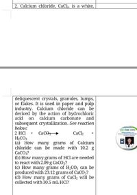 Answered: 1. Consider the reaction, CaCl2 +… | bartleby