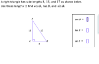 Answered: A right triangle has side lengths 8,… | bartleby