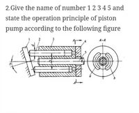 2.Give the name of number 1 2 3 4 5 and
state the operation principle of piston
pump according to the following figure
2
3
A--A
