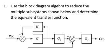 Answered: 1. Use The Block Diagram Algebra To… | Bartleby