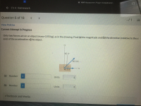 Only two forces act on an object (mass=3.92 kg), as in the drawing. Find (a) the magnitude and (b) the direction (relative to the x
axis) of the acceleration of the object.
