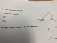 Answered 9 Solve The Right Triangle Angle F Bartleby