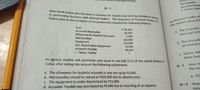 Bf the partnership.
Alla
Merchandise
16 -5
Accounts Payabl
P. Sanico, Capit
John Mark Cadua who has been in business for a quite long time has decided to venture
in partnership business with Michael Auditor. The Statement of Financial Position of
Cadua prior to the inception of the partnership revealed the following balances:
Jay Raymond Delfin of
(fair market value of p
Cash
Accounts Receivable
P 85,000
a. The Accounts
form part of h
Allowance for Doubtful Accounts
Merchandise
Equipment
Acc. Depreciation-Equipment
Accounts Payable
J. Cadua, Capital
60,000
4,000
120,000
b. The Account
be treated a
150,000
30,000
80,000
c. Sanico ma
three four
As agreed, Auditor will contribute cash equal to one-half (1/2) of the capital balance of
Cadua after taking into account the following adjustments:
How m
the rec
Q-1
a. The allowance for doubtful accounts is over set-up by P3,000.
b. Merchandise
be valued
P105,000 due to obsolescence.
a. P2
C. The equipment is under depreciated by P15,000.
d. Accounts Payable was overstated by P4,000 due to recording of an expense.
Q-2
How
cond
