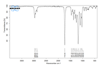 BRÚKER
3500
3000
2500
2000
1500
1000
500
Wavenumber cm-1
Transmittance [%]
09
08
06
2966.84
2937.87
2877.57
1734.08
461.18
1421.68
1371.10
350.49
303.23
254.81
1026.35
