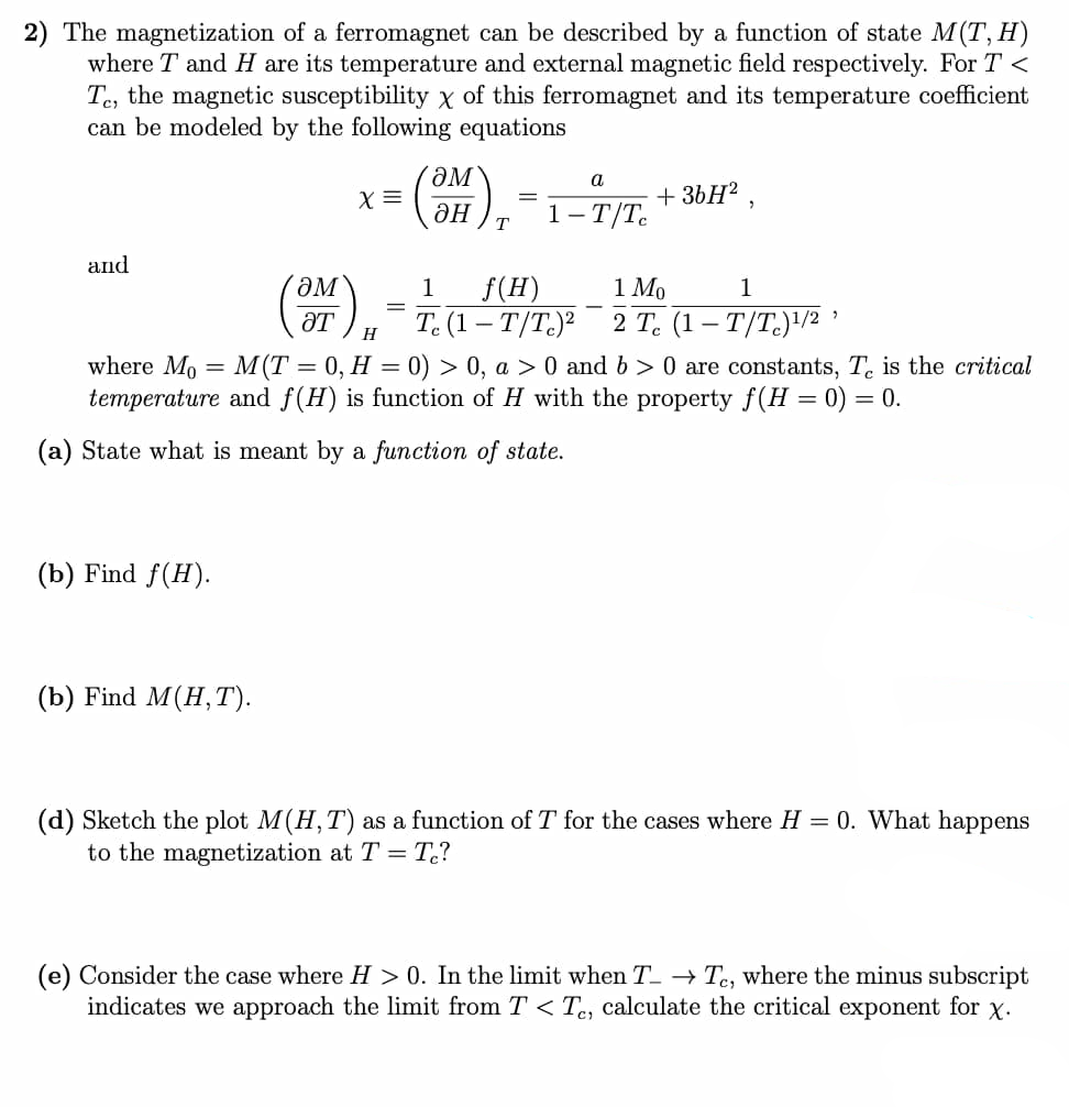 Answered: 2) The magnetization of a ferromagnet… | bartleby