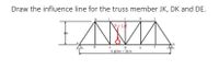 Draw the influence line for the truss member JK, DK and DE.
K
P- 1.0
B.
DE
6 @3m = 18 m
