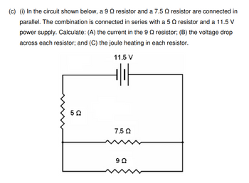 Answered: (i) In the circuit shown below, a 9 2… | bartleby