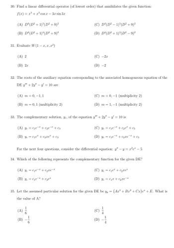 Answered: 35. Let the assumed particular solution… | bartleby