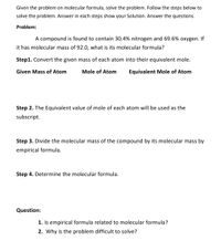 problem solving of molecular formula of the compounds