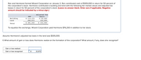 Ron and Hermione formed Wizard Corporation on January 2. Ron contributed cash of $305,000 in return for 50 percent of
the corporation's stock. Hermione contributed a building and land with the following fair market values and adjusted tax
bases in return for 50 percent of the corporation's stock: (Leave no answer blank. Enter zero if applicable. Negative
amount should be indicated by a minus sign.)
Adjusted Tax
FMV
Basis
$ 114,375
266,875
$ 381,250
$ 30,500
122,000
$ 152,500
Building
Land
Total
To equalize the exchange, Wizard Corporation paid Hermione $76,250 in addition to her stock.
Assume Hermione's adjusted tax basis in the land was $305,000.
f. What amount of gain or loss does Hermione realize on the formation of the corporation? What amount, if any, does she recognize?
Gain or loss realized
Gain or loss recognized
$
22,875
