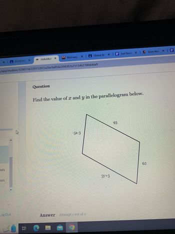 Answered: Question Find The Value Of X And Y In… | Bartleby