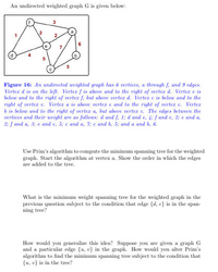 Answered: An undirected weighted graph G is given… | bartleby