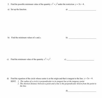 Answered: 2. Find the possible minimum value of… | bartleby