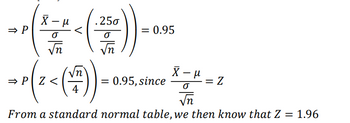 Answered: ⇒ P X-μ O √n .25o 0 √n - P(2