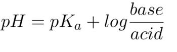 pH = pKa + log
base
acid