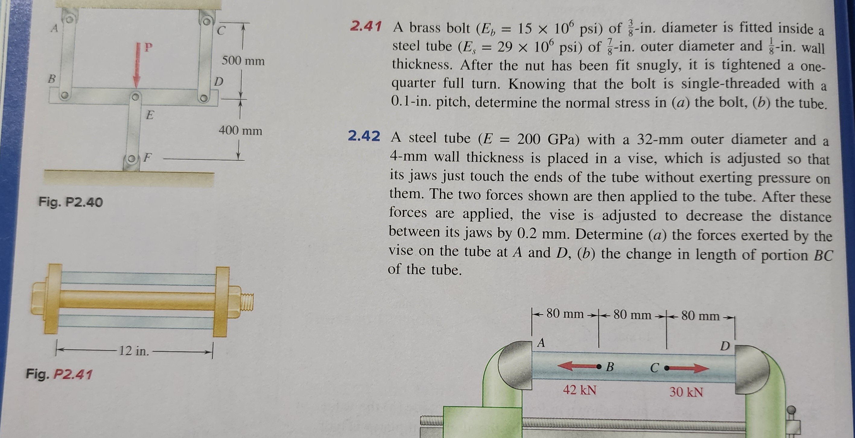 Answered: B Fig. P2.40 Fig. P2.41 E F 12 In. O C… | Bartleby