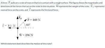 Answered: A force P pulls on a crate of mass m… | bartleby