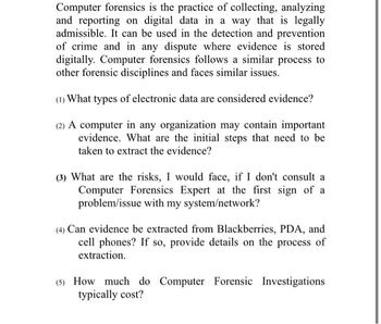 Answered: Subject: Computer Forensic Based On… | Bartleby