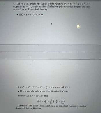 Answered: 4. Let Me N. Define The Euler Totient… | Bartleby