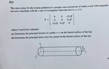 Answered: Q1/ The Stress Array For The Torsion… | Bartleby