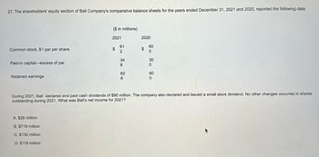 Answered: 27. The Shareholders' Equity Section Of… | Bartleby