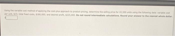 Answered: Using the variable cost method of… | bartleby