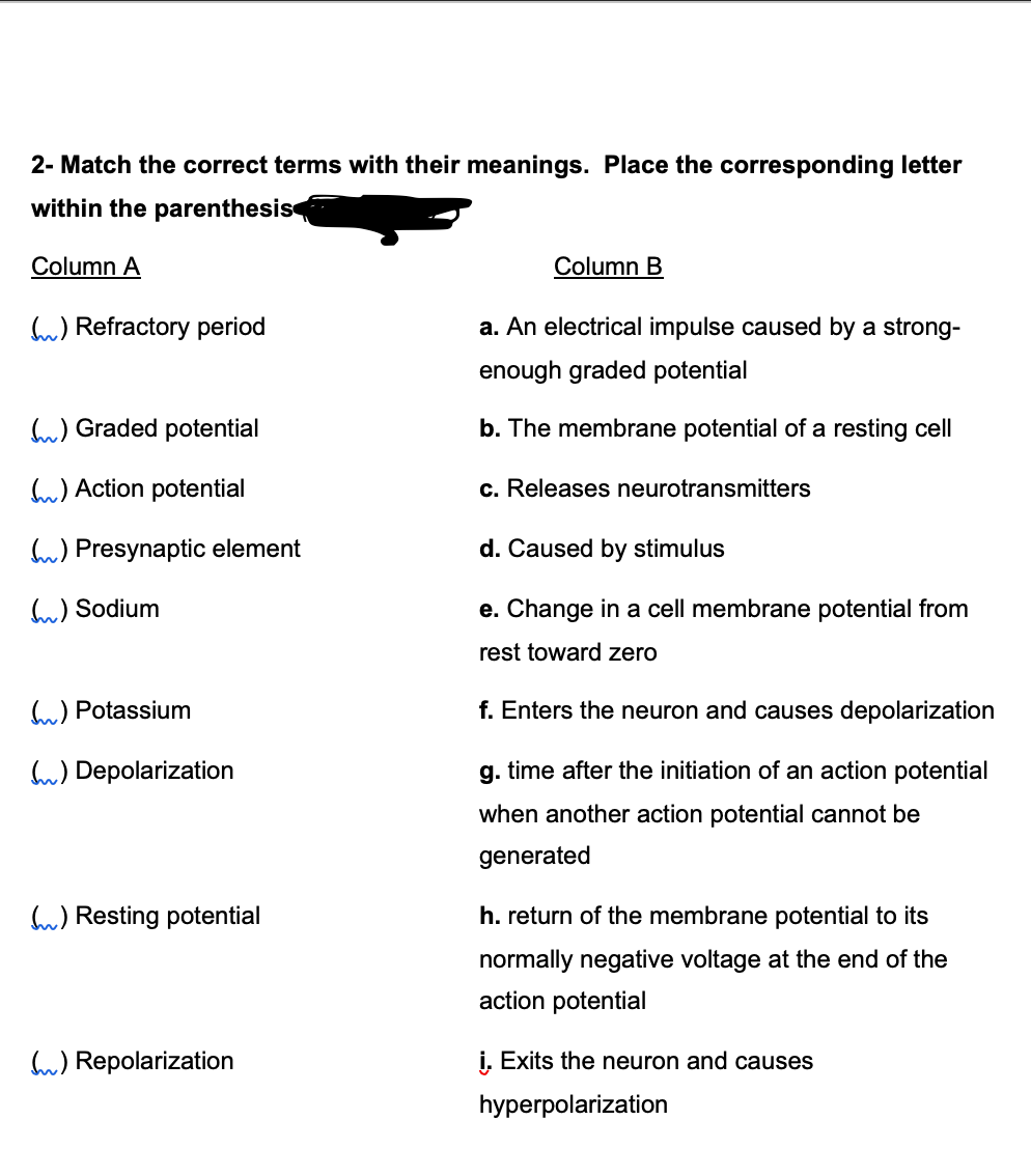 Solved Match the following terms to their meanings: v 24