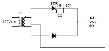 Answered: 100Vр-р 1:1 SCR 0 = 30º Сс R1 50 | bartleby