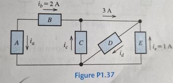 A
la
iz = 2 A
B
ic
C
3 A
D
Figure P1.37
E
|i₂=1 A