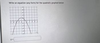 Write an equation (any form) for the quadratic graphed below
5 -4
y =
-13/-2
2
n
-2 -1
567
4
3
2
1
2
-3
-4
L
20
2
3
4
5
la