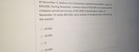 At November 1, Andrew Chen Enterprises reported stockholders' equity of
$90,000. During November, common stock of $10,000 was issued and the
company earned net income of $15,000. If stockholders' equity at
November 31 totals $85,000, what amount of dividends were paid during
the month?
30,000
10,000
20,000
