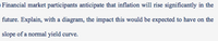 Financial market participants anticipate that inflation will rise significantly in the
future. Explain, with a diagram, the impact this would be expected to have on the
slope of a normal yield curve.
