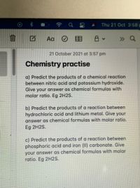 Answered: 21 October 2021 At 3:57 Pm Chemistry… | Bartleby