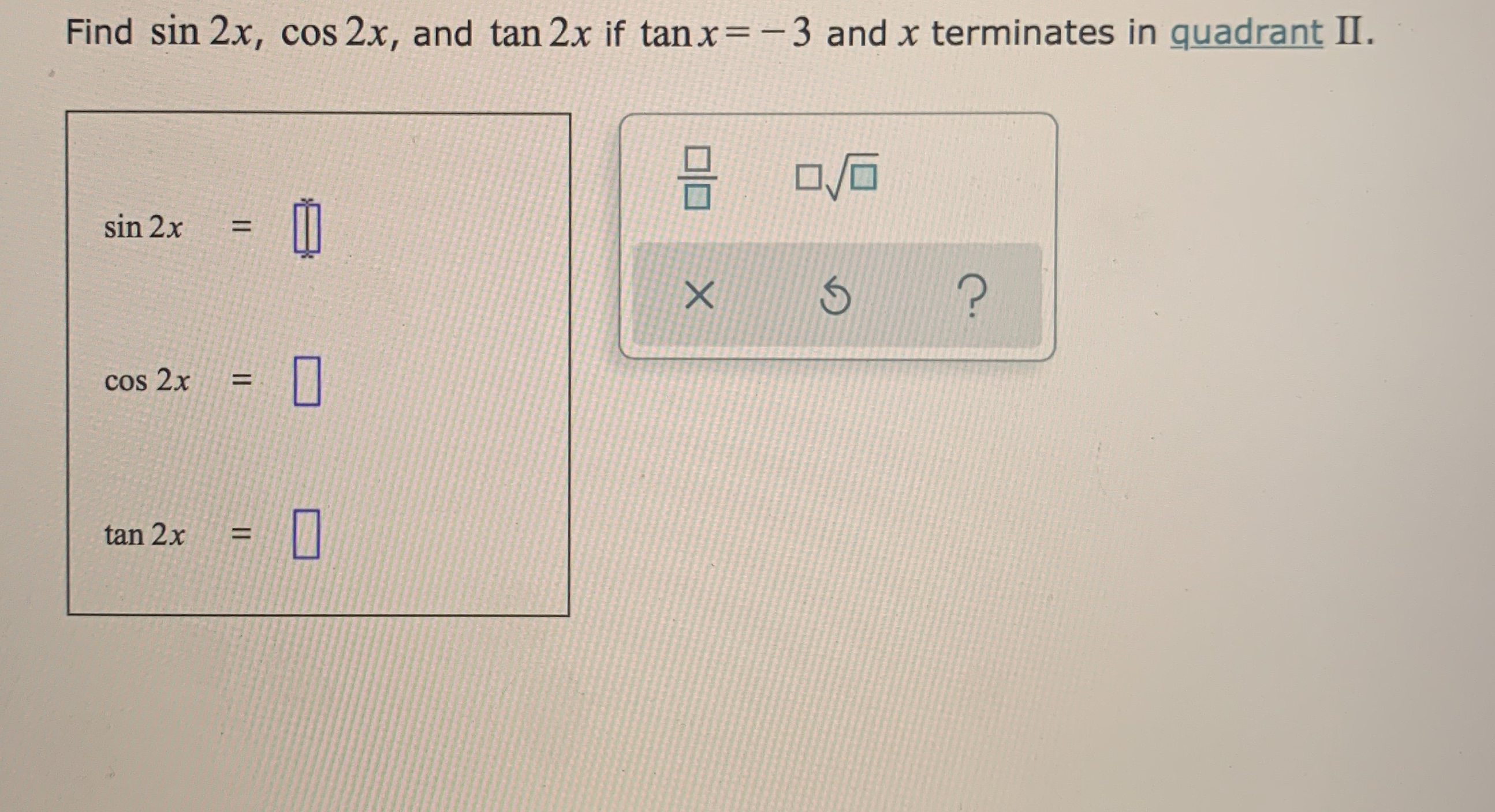 Answered Find Sin 2x Cos 2x And Tan 2x If Bartleby