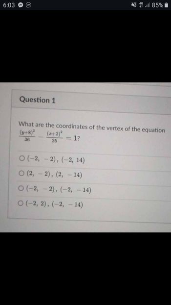 Answered: What are the coordinates of the vertex… | bartleby