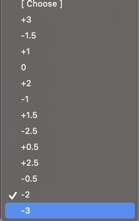 [ Choose ]
+3
-1.5
+1
+2
-1
+1.5
-2.5
+0.5
+2.5
-0.5
V -2
-3
