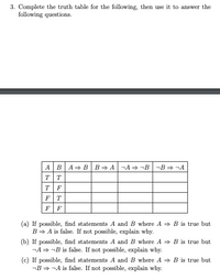 Answered: 3. Complete The Truth Table For The… | Bartleby