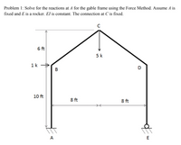 Answered: Problem 1: Solve for the reactions at A… | bartleby