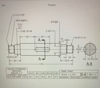 Answered: 70כ Threads -2 X2 X 45° M20-4g6h-L… | bartleby