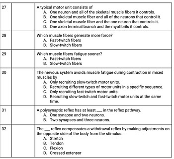 Answered: 27 28 29 A typical motor unit consists… | bartleby