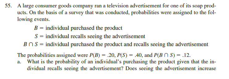 Solved large consumer goods company ran a television