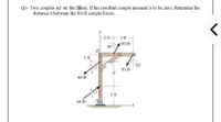 Q1- Two couples act on the fihme. If the resultant couple moment is to be zero, determine the
distance d between the 80-lb couple forces.
- 2 ft
- 3 ft-
| 50 lb
30
B
1 ft
30°
50 Ib
80 lb
3 ft
80 lb
