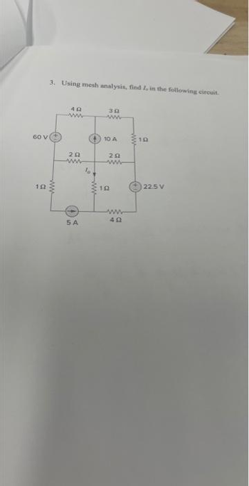 Answered: 60 V 102 3. Using Mesh Analysis, Find… | Bartleby