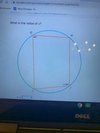 A ixl.com/math/geometry/angles-in-inscribed-quadrilaterals
Bookmarks Maya Paniagua - Cl.
1LVINI uy
What is the value of x?
86°
x+86°
DELL
