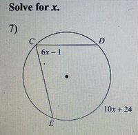 Solve for x.
7)
бх — 1
10x +24
