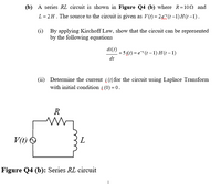 Answered: (b) A Series RL Circuit Is Shown In… | Bartleby