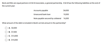 Answered: Beck and Nilo are equal partners in B &… | bartleby